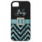TURQUOISE BLACK CHEVRON GLITTER GIRLY