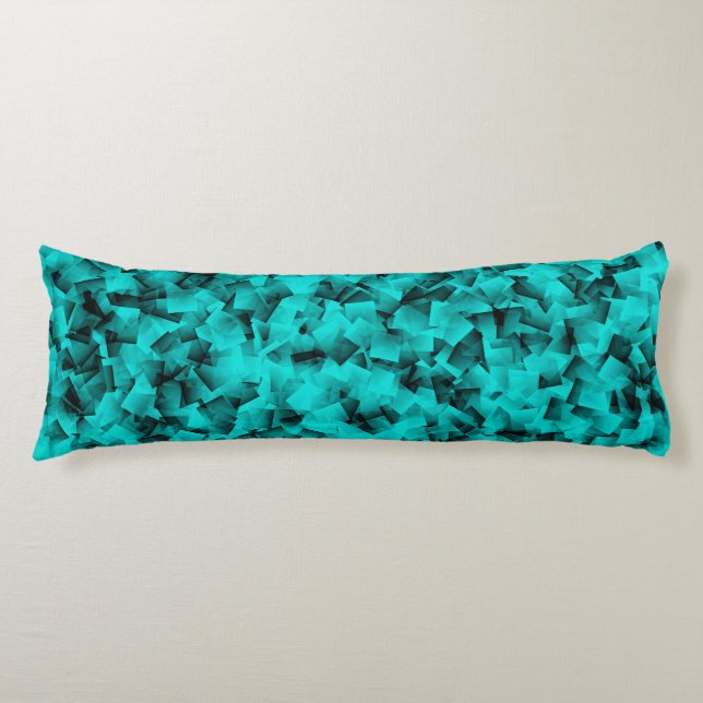 Turquoise Black Cubism Abstract Pattern Body Cushion (Front)