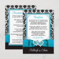 Turquoise, Black Damask, Love Hearts Enclosure