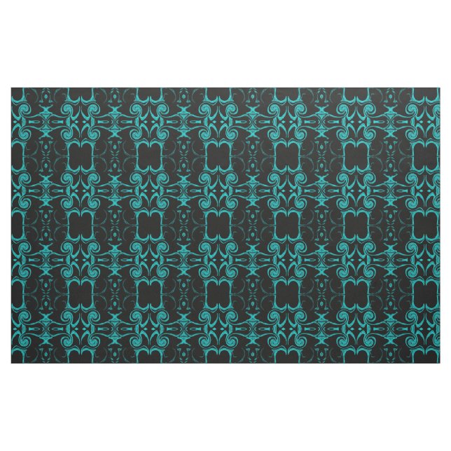 turquoise black Fabric, colourful house textile Fabric (Fat Quarter)