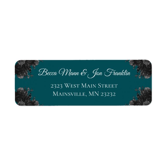 Turquoise Black Grey Roses Gothic Wedding (Front)