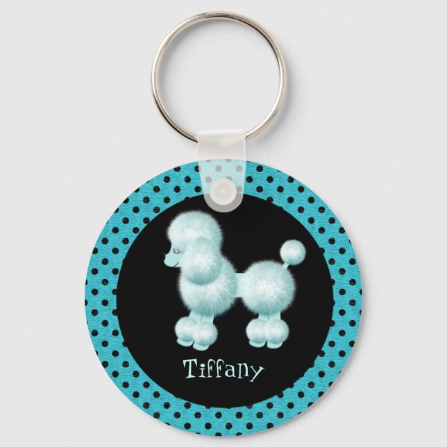 Turquoise & Black Poodle Key Chain (Front)