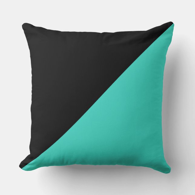 Turquoise & Black Solid Colour Background Cushion (Front)