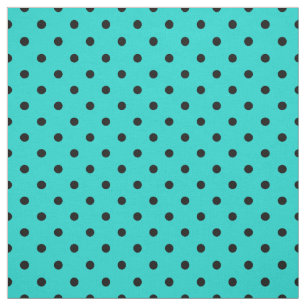 Turquoise Black Spotty Polka Dot Pattern Fabric