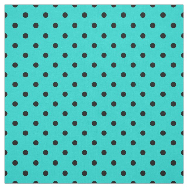 Turquoise Black Spotty Polka Dot Pattern Fabric (Swatch)