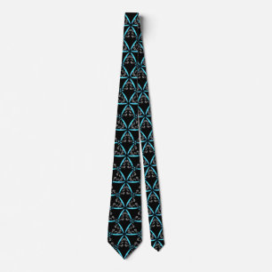 *~* Turquoise & Black Trendy Hand Drawn Pattern Tie