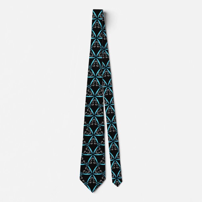 *~* Turquoise & Black Trendy Hand Drawn Pattern Tie (Front)