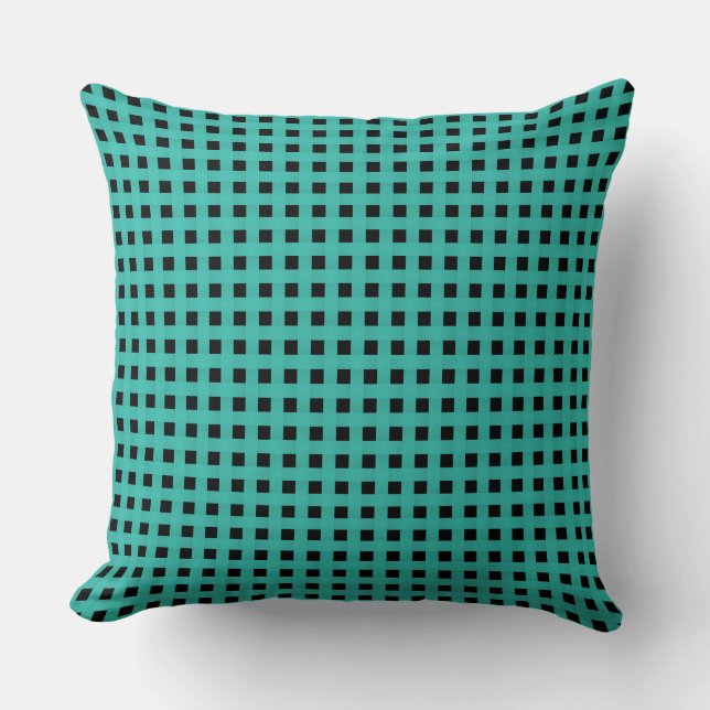 Turquoise Black Weave Pattern Cushion (Front)