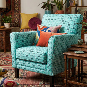 Turquoise Black & White Chic Geometric Pattern Fabric