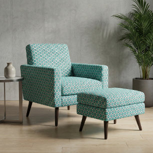 Turquoise Black White Honeycomb Geometric Pattern Fabric