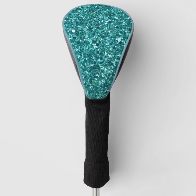 Turquoise Bling, sparkle and glitter Golf Head Cover (Front)