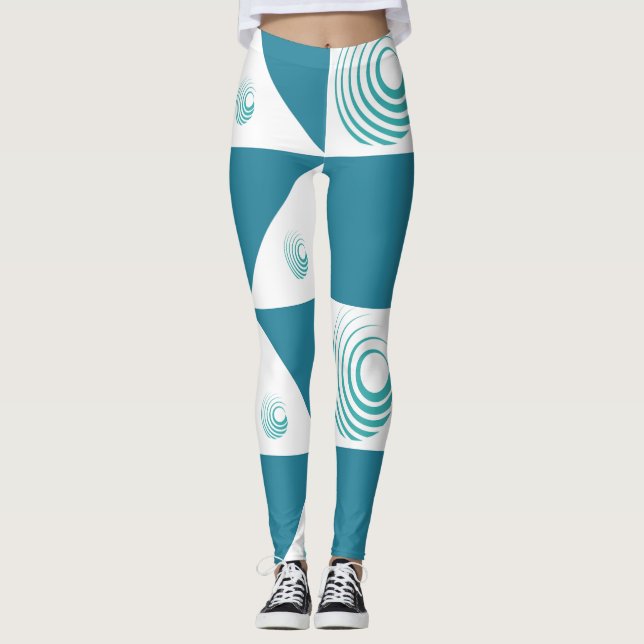 Turquoise Bliss: White Harmony Leggings (Front)