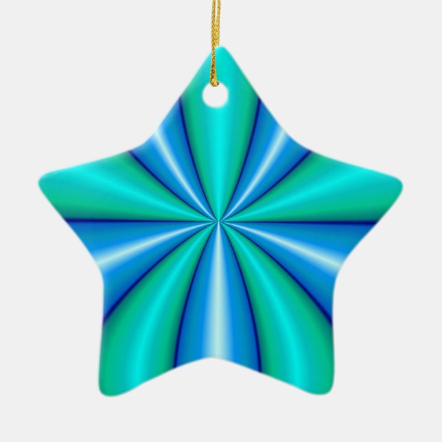 turquoise blue abstract art ceramic tree decoration (Front)