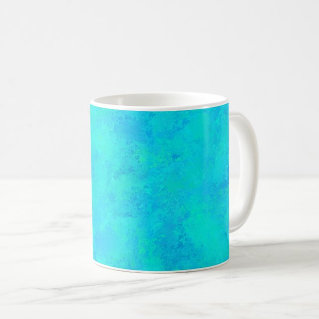 Turquoise Blue Abstract Pattern Coffee Mug (Front Right)