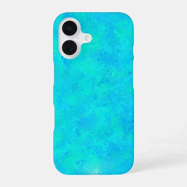 Turquoise Blue Abstract Pattern iPhone 16 Case (Back)