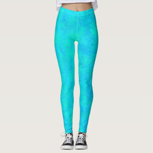 Turquoise Blue Abstract Pattern Leggings