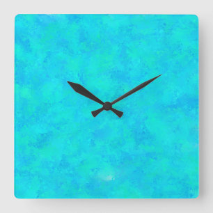 Turquoise Blue Abstract Pattern Square Wall Clock