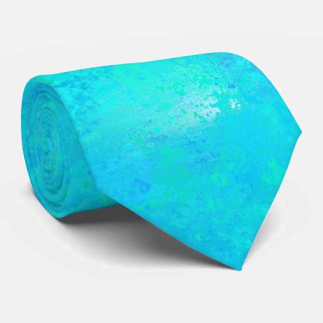 Turquoise Blue Abstract Pattern Tie (Rolled)