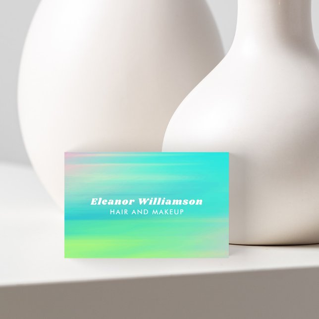 Turquoise Blue Abstract Watercolor Creative Hair Business Card (Creator Uploaded)