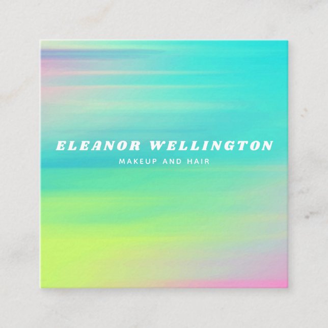 Turquoise Blue Abstract Watercolor Texture  Square Business Card (Front)