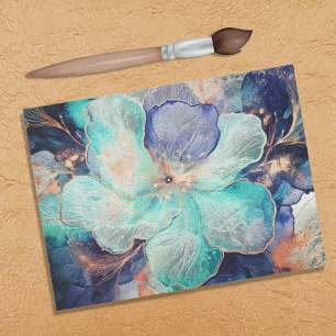 Turquoise Blue Alcohol Ink Abstract Textured Look  Tissue Paper