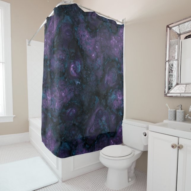 Turquoise blue and amethyst Stone Shower Curtain (In Situ)