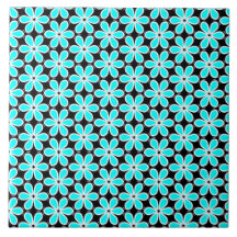 Turquoise Blue and Black Floral Pattern