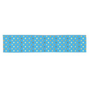 Turquoise Blue and Golden Polka Dot Table Runner