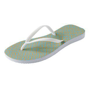 Turquoise blue and orange pattern jandals