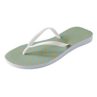Turquoise blue and orange pattern jandals
