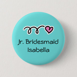 Turquoise blue and pink junior bridesmaid buttons