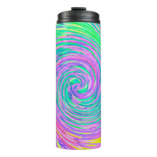 Turquoise Blue and Purple Abstract Swirl Thermal Tumbler