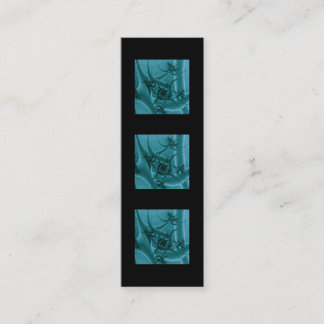 Turquoise Blue and Teal Fractal Art Design. Mini Business Card