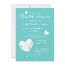 Turquoise blue and white bridal shower invitations