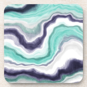 Turquoise, Blue and White Marble Swirls  Coaster