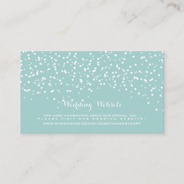 Turquoise Blue and White Wedding Confetti Pattern Enclosure Card (Front)