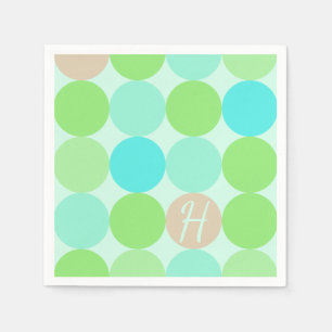 Turquoise Blue, Apple Green & Light Coral Circles Napkin