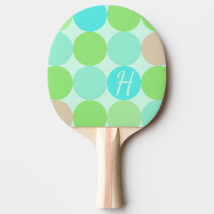 Turquoise Blue, Apple Green & Light Coral Circles Ping Pong Paddle