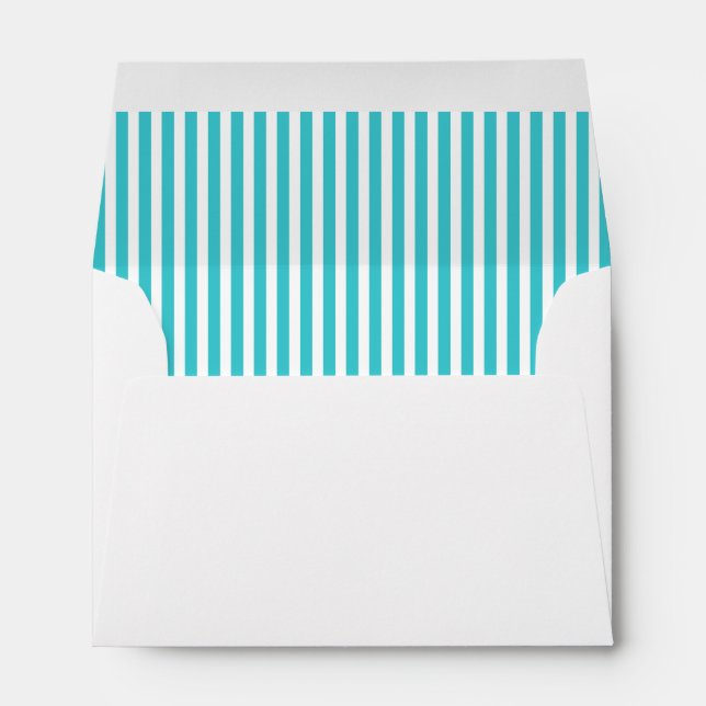 Turquoise Blue Aqua Stripe Lined Envelopes (Back (Bottom))