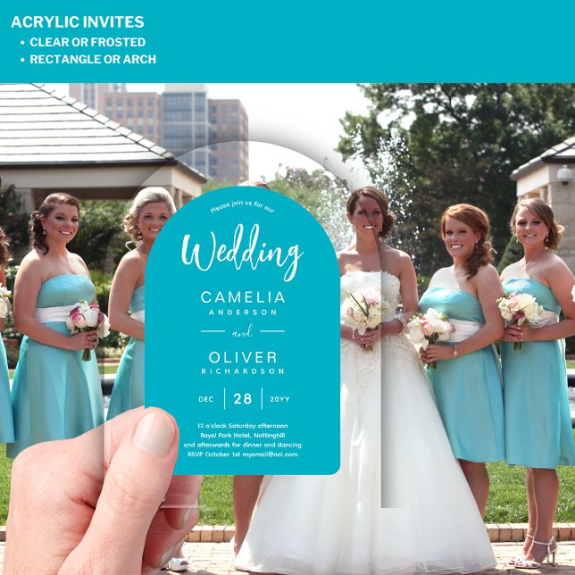 Turquoise Blue Arch Acrylic Wedding Invites Modern Acrylic Invitations (Creator Uploaded)