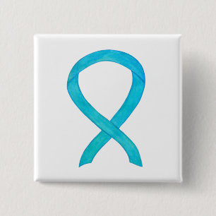 Turquoise Blue Awareness Ribbon Custom Pin