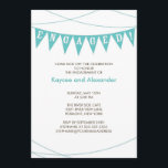 Turquoise Blue Banner Engagement Invitations<br><div class="desc">Our trendy engagement invitation features a turquoise blue banner announcing your engagement.  Perfect for an engagement party invitation or an engagement announcement! Just customise with your information and you are all set to go! Visit us at www.celebrateitweddings for our large selection of engagement,  bridal shower & wedding invitations.</div>