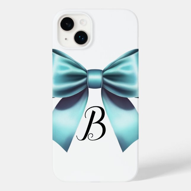 Turquoise Blue Bow Elegant Bridal Shower Wedding Case-Mate iPhone Case (Back)