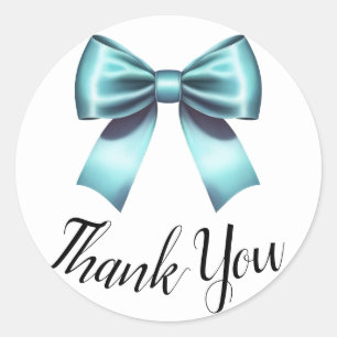 Turquoise Blue Bow Elegant Bridal Shower Wedding Classic Round Sticker