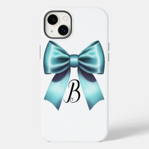 Turquoise Blue Bow Elegant Bridal Shower Wedding iPhone 14 Plus Case