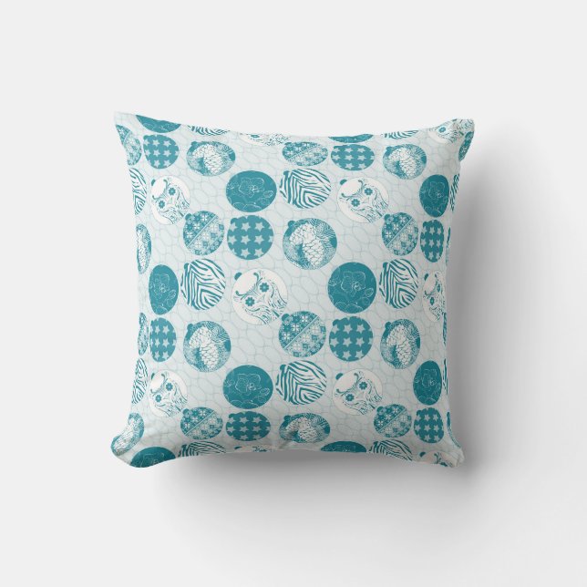 Turquoise , Blue , Christmas pattern  Cushion (Front)