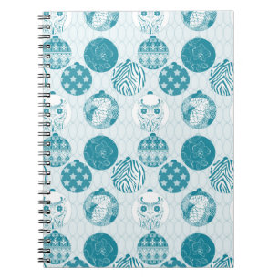 Turquoise , Blue , Christmas pattern Notebook