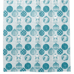 Turquoise , Blue , Christmas pattern Shower Curtain