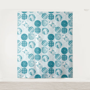 Turquoise , Blue , Christmas pattern  Tapestry