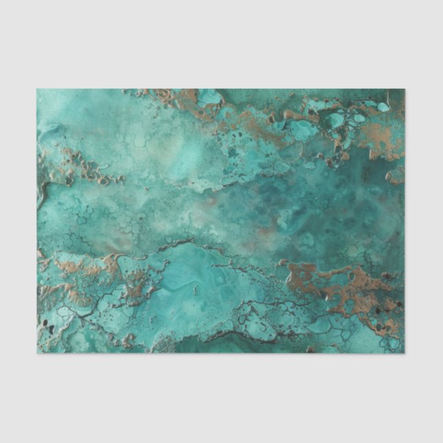 Turquoise Blue Chrysocolla Mineral Stone Tissue Paper (Front)